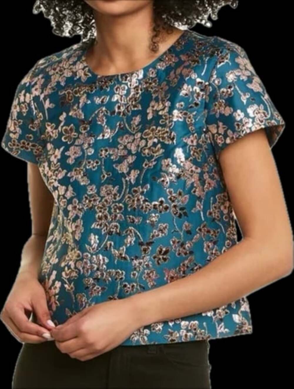 J.Crew Collection top in cherry blossom jacquard-AE863-Size XS-SPRUCE MULTI-NWT